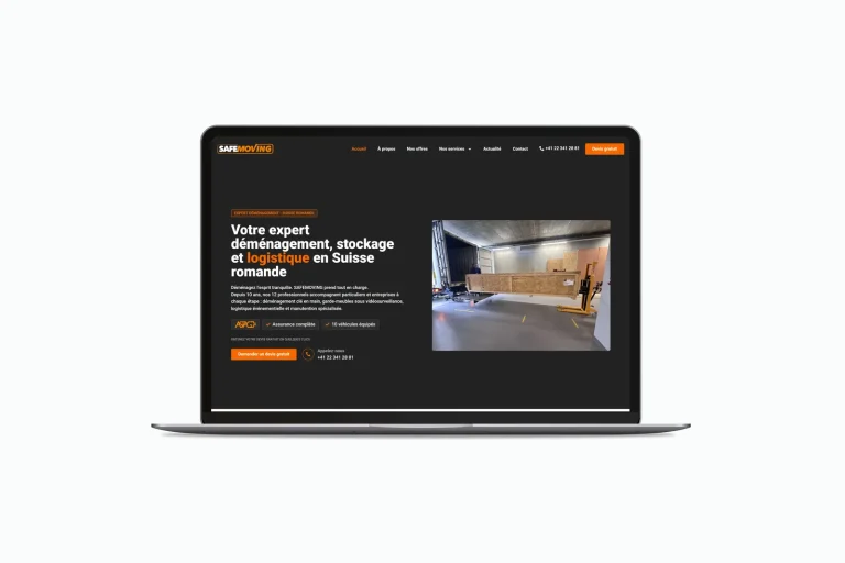 Site internet déménagement et garde-meubles présenté sur un ordinateur portable