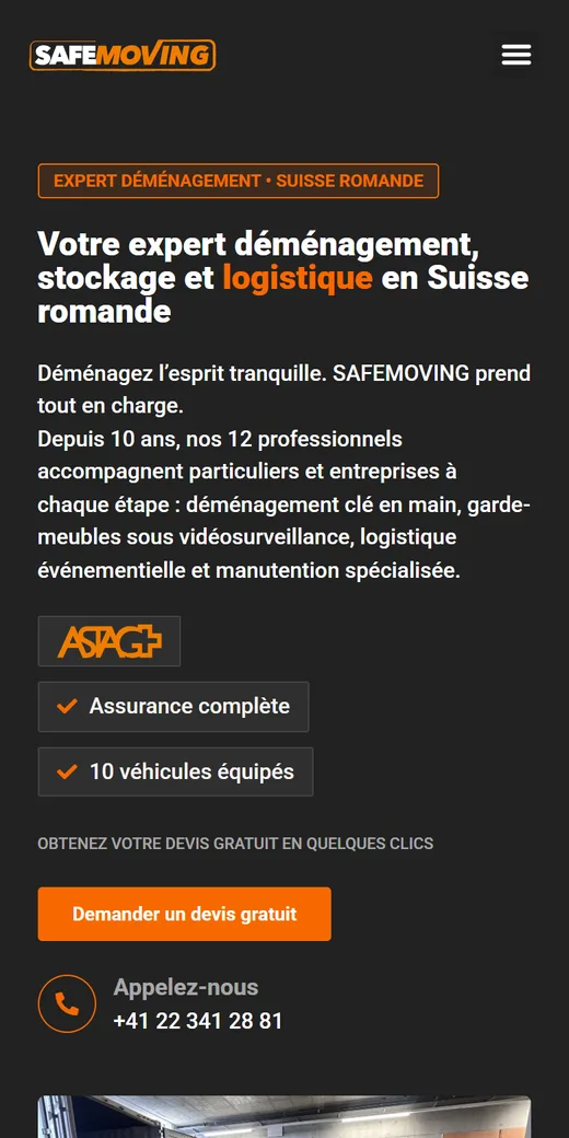 Version mobile du site déménagement et garde-meubles