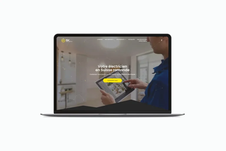 Site internet électricien présenté sur un ordinateur portable