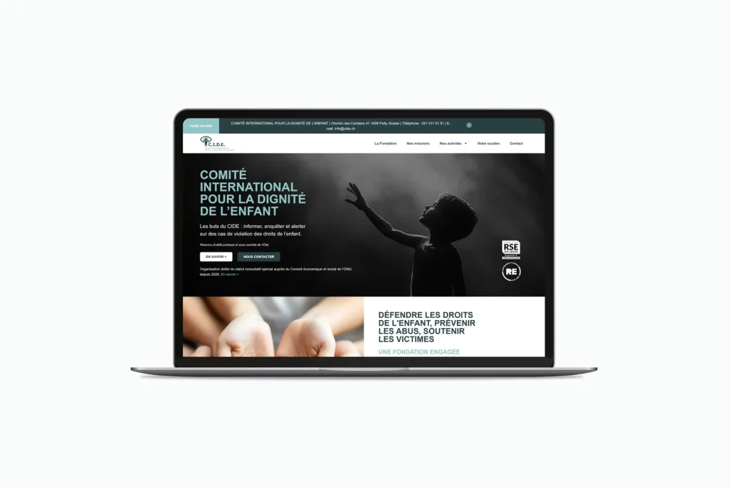Site internet fondation d'utilité publique présenté sur un ordinateur portable