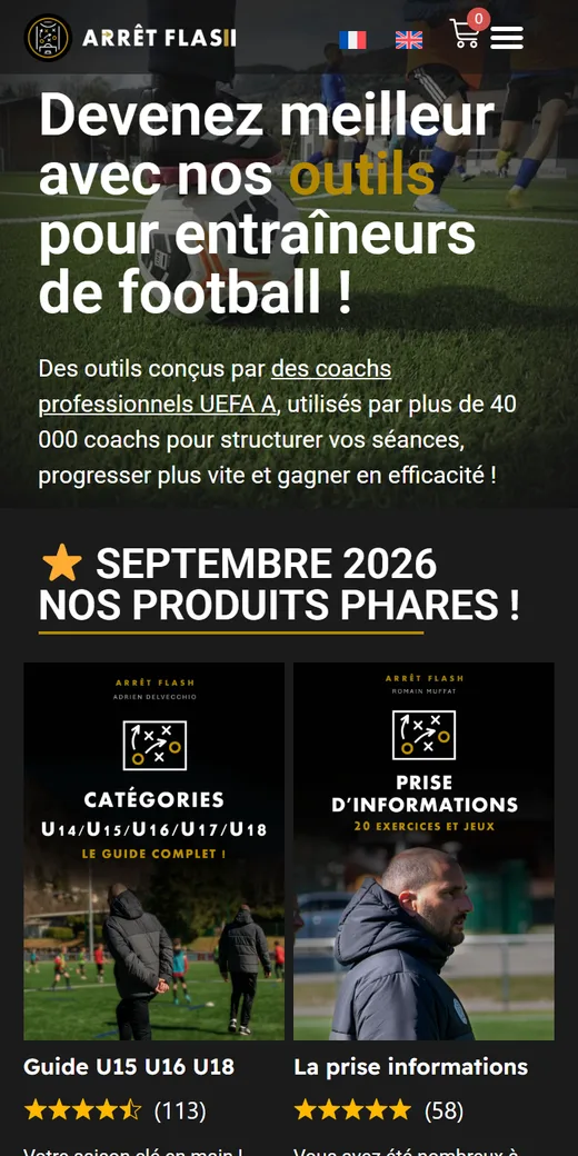 Version mobile du site formations pour entraîneurs de football