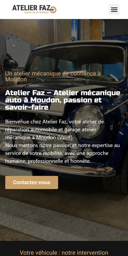 Version mobile du site garage et atelier mécanique