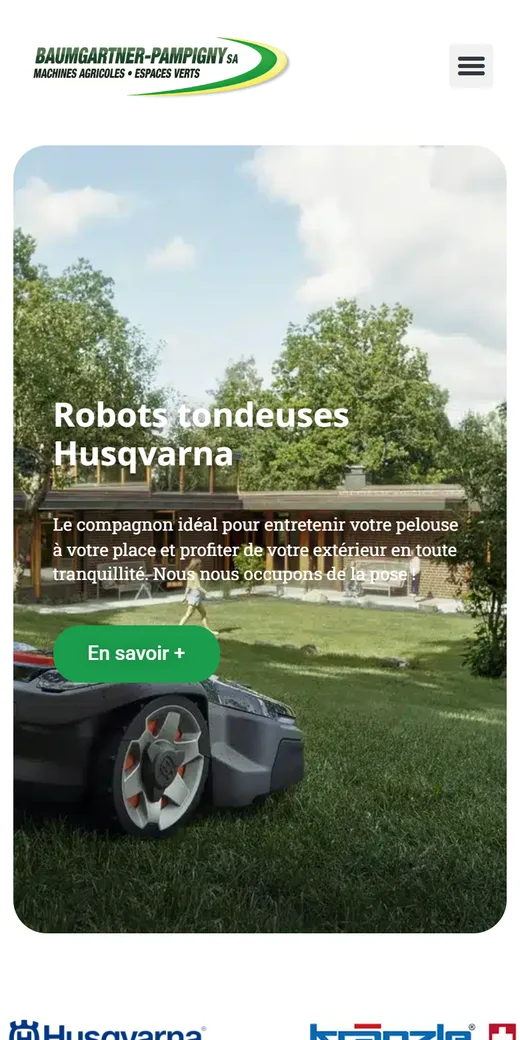 Version mobile du site machines agricoles et espaces verts