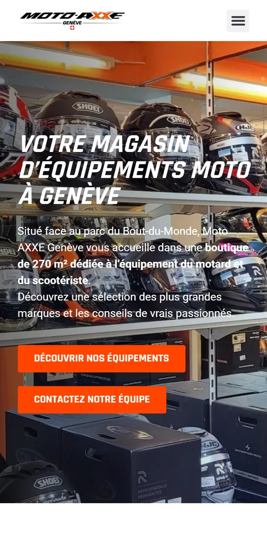 Version mobile du site magasin d'équipement moto