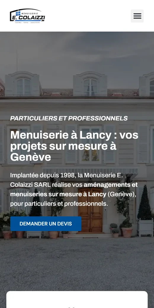 Version mobile du site menuiserie sur mesure