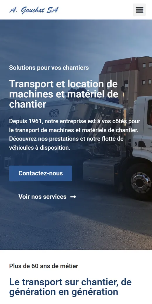 Version mobile du site transport de matériel de chantier